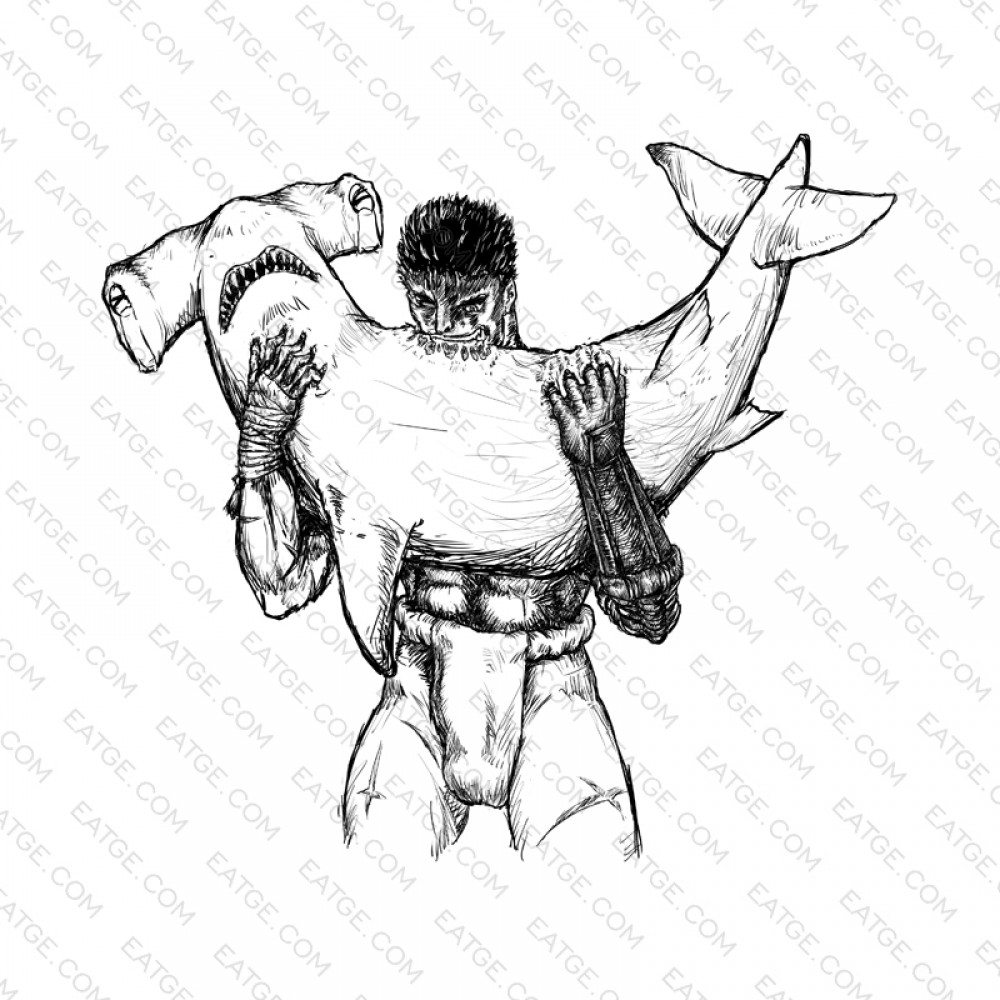 1000x1000 Guts Bite Hammerhead Shark White T Shirt