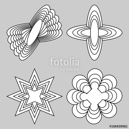 500x500 Set Of Monochrome Logotype With Spatial Effect, 3d Simple