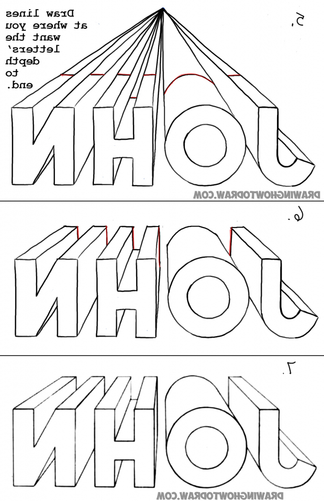 662x1024 Simple Perspective Drawing For Kids How To Draw 3d Letters In One