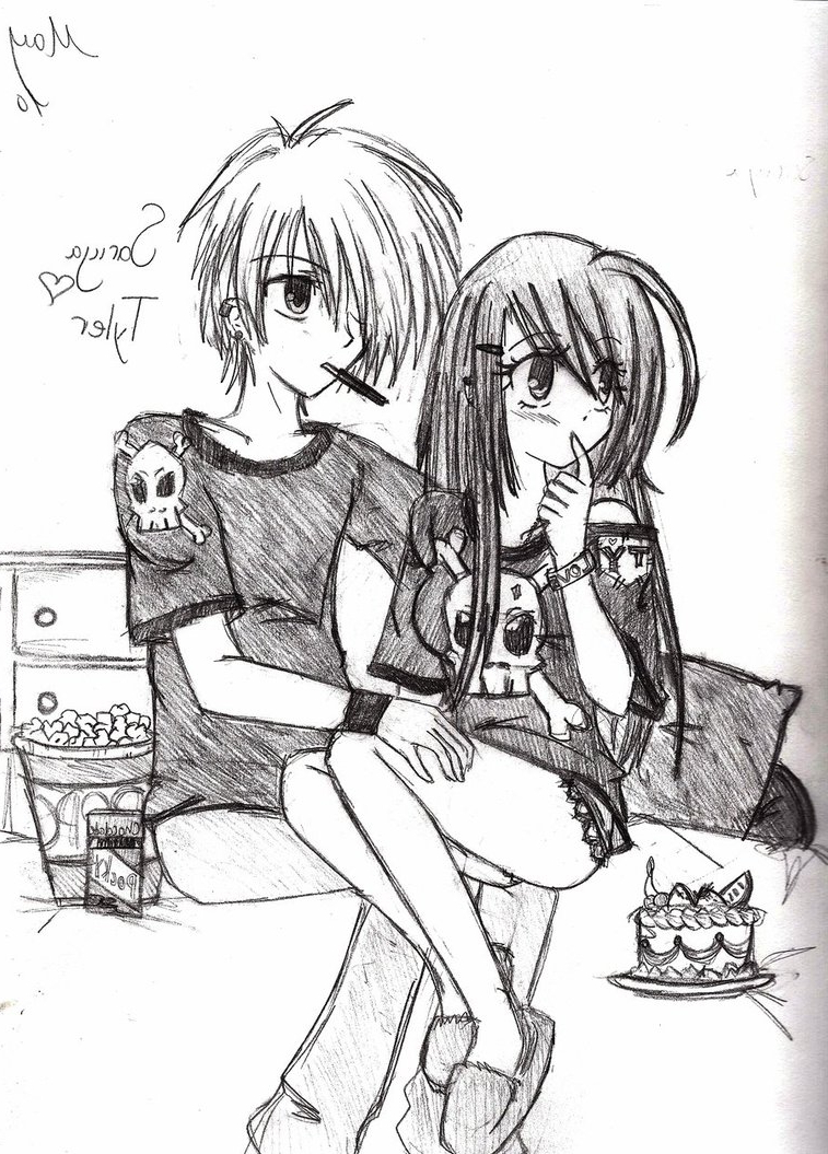 757x1055 3d Sketch Of Cute Couple