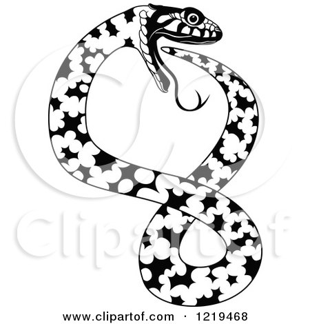 450x470 Clipart Of A Black And White Cobra Snake