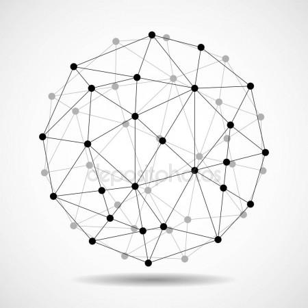 450x450 Wireframe 3d Mesh Polygonal Vector Sphere. Network Line, Design