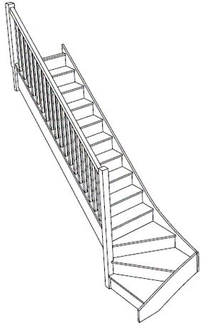 290x453 Left Hand Bottom Winder Stairs 3d View Fix Size Standard Offer
