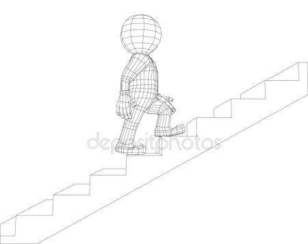 450x356 Puppet 3d Man Walking Stairs Stock Vector Cherezoff