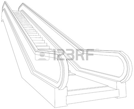 450x366 Sketch Of Escalator. Vector Illustration Rendering Of 3d Royalty
