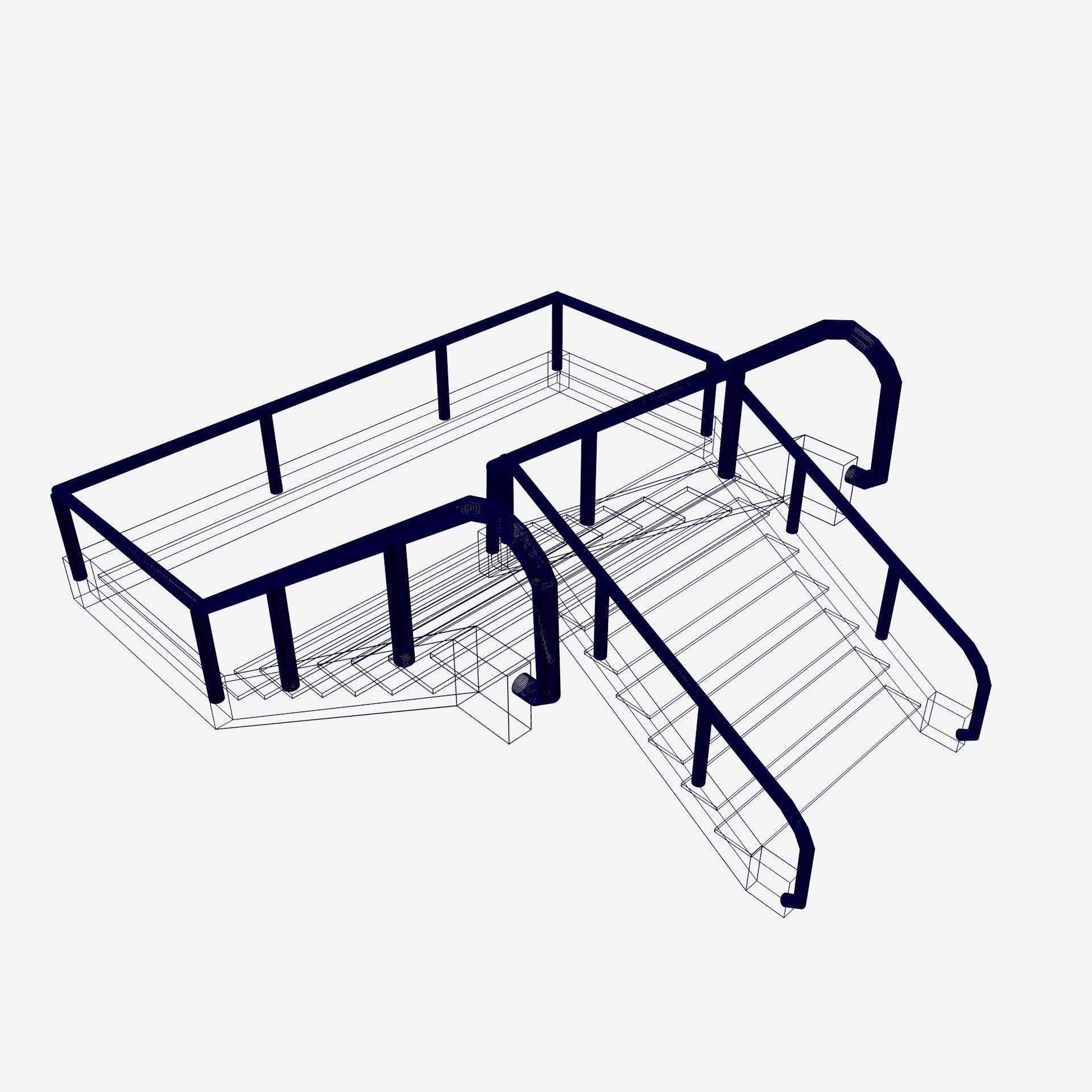1920x1920 3d Model Flight Of Stairs Cgtrader