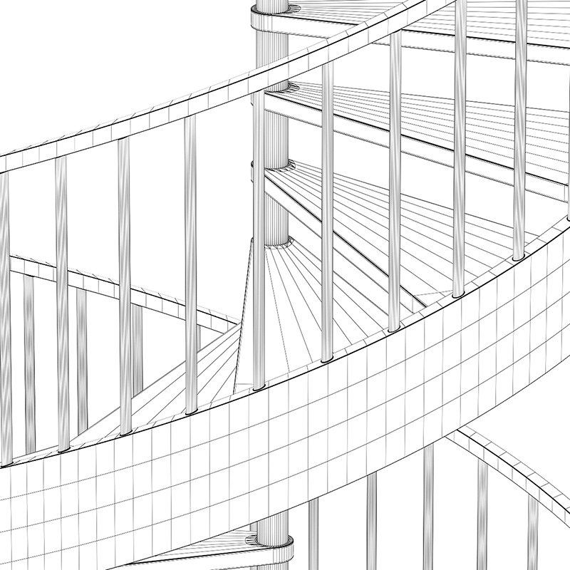 800x800 Wooden Spiral Stairs 1