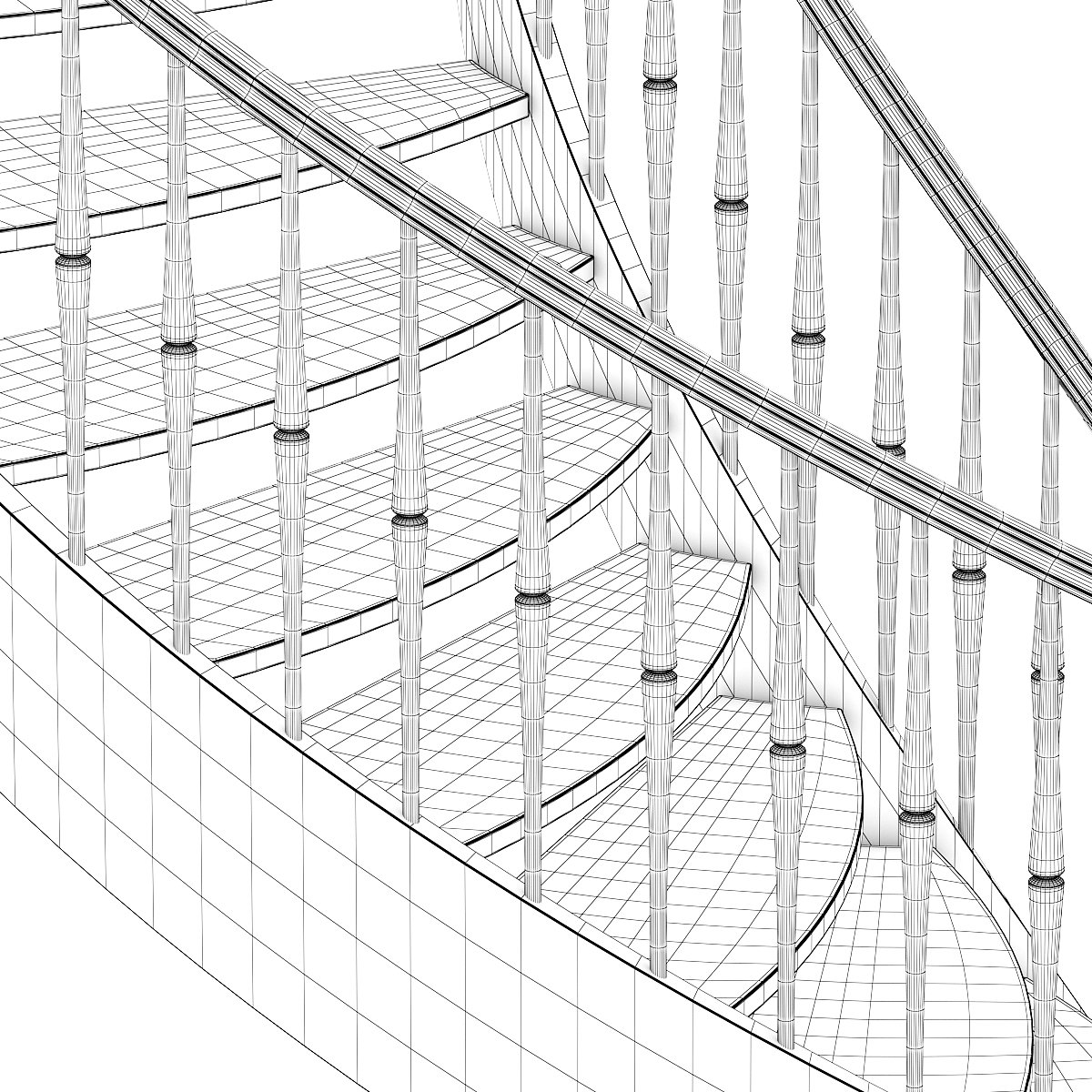 1200x1200 Wooden Spiral Stairs 6 3d Model In Stair 3dexport