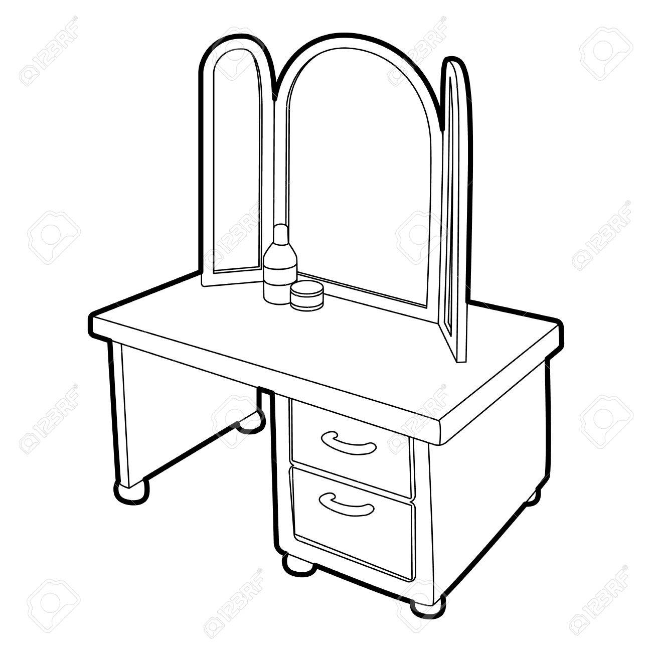 1300x1300 Dressing Table With A Mirror Icon. Isometric 3d Illustration