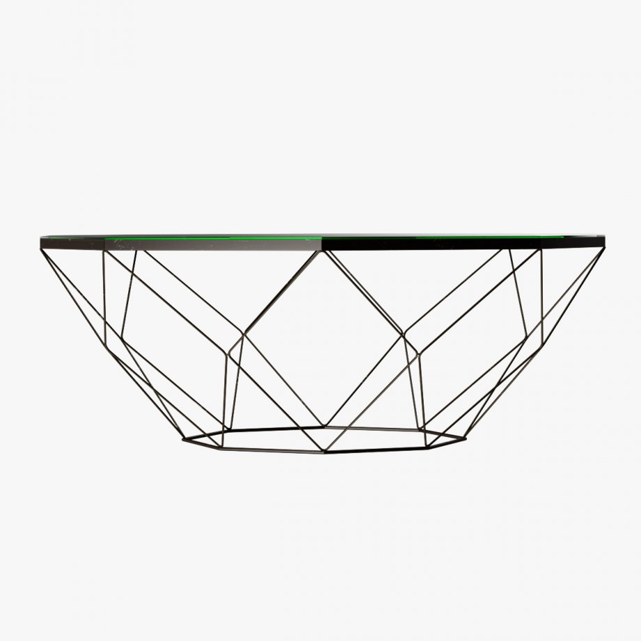 920x920 Geometric Antique Brass Coffee Table With Glass Top 3d Model