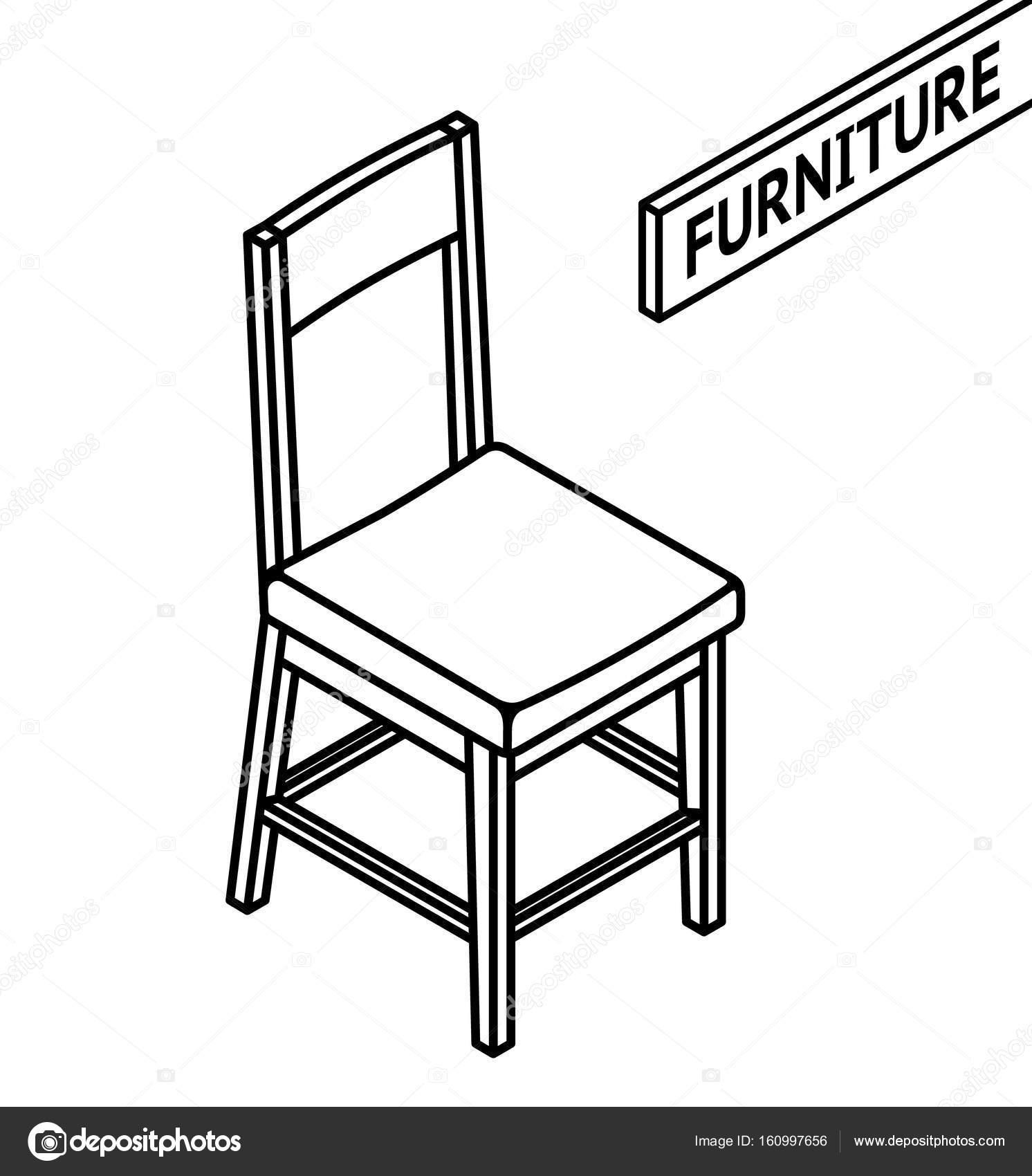1492x1700 Isometric Outline Furniture. 3d Line Drawn Isometric Chair. White