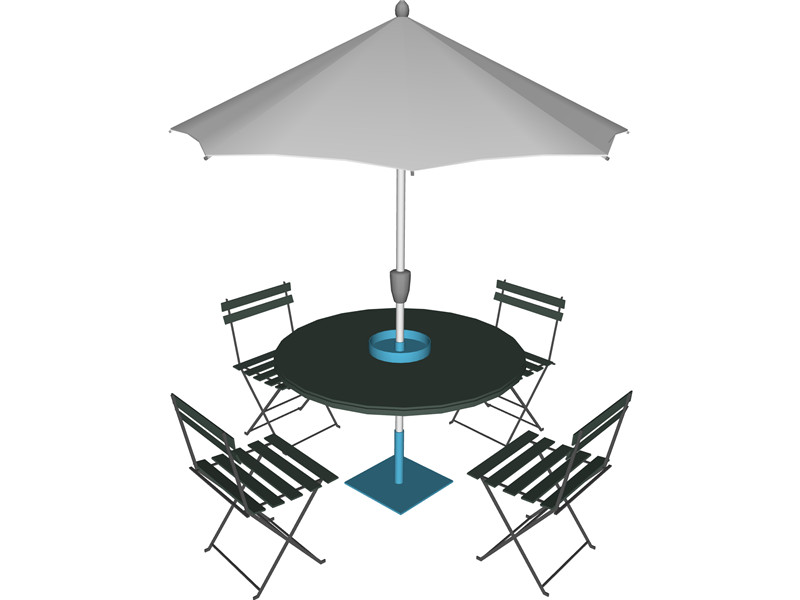 800x600 Table And Chairs With Beach Umbrella 3d Model