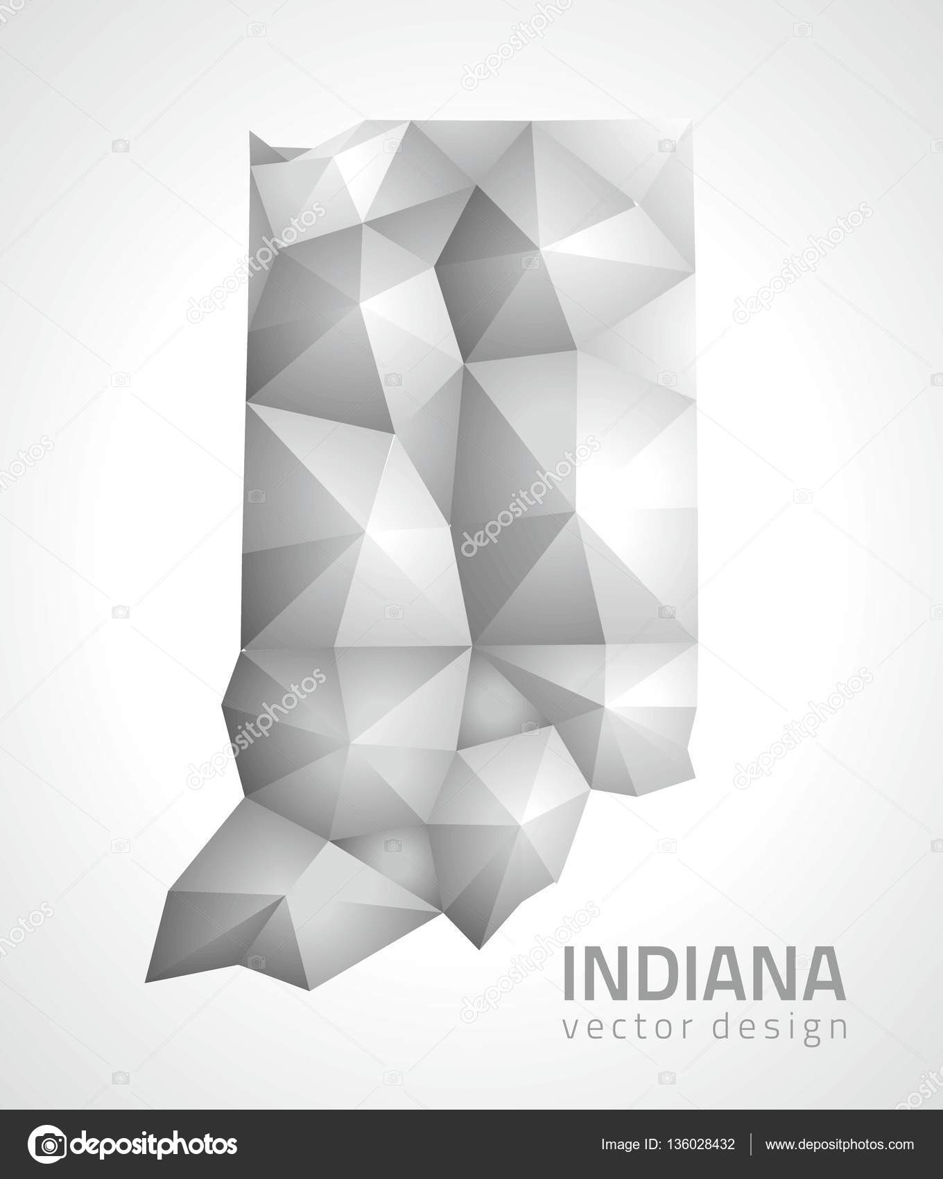 1360x1700 Indiana Grey Vector Polygonal 3d Mosaic Triangle Modern Map