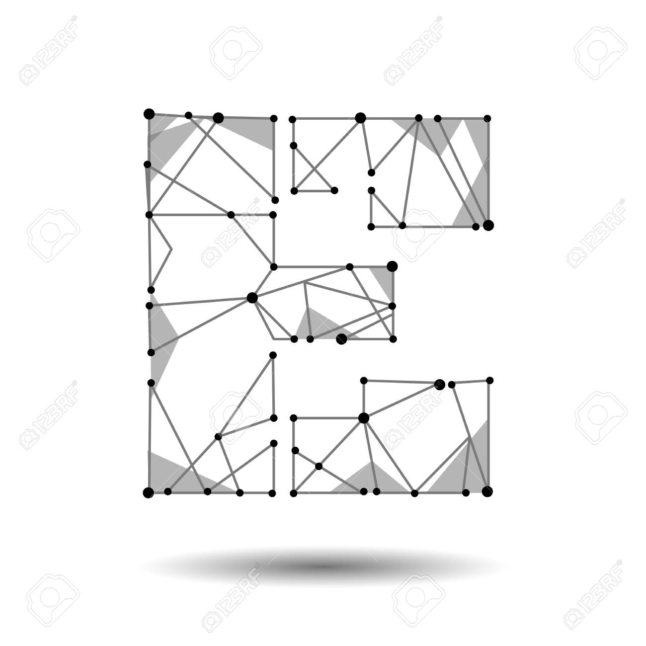 1300x1300 Low Poly Letter E English Latin Cyrillic. Polygonal Triangle