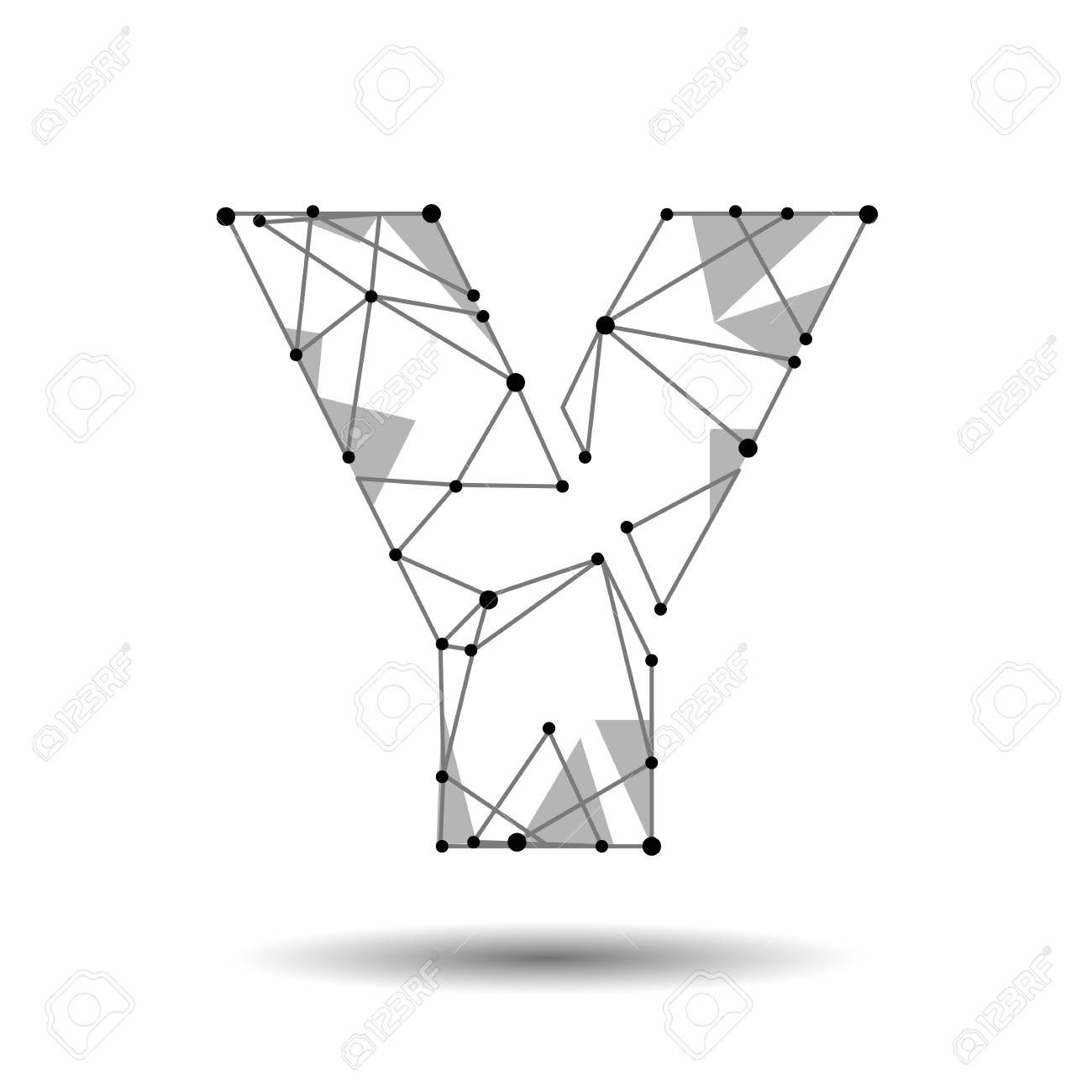 1300x1300 Low Poly Letter Y English Latin. Polygonal Triangle Connect Dot