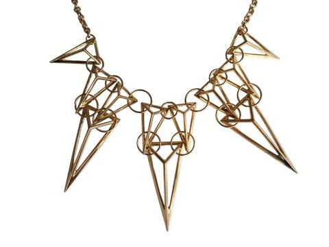 480x360 Triangle 3d Geometric Circle Connection Waterfall Necklace, Well