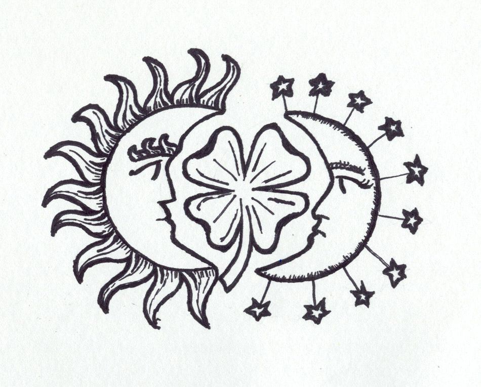 950x765 Sun, Moon, Four Leaf Clover By Kaidoh