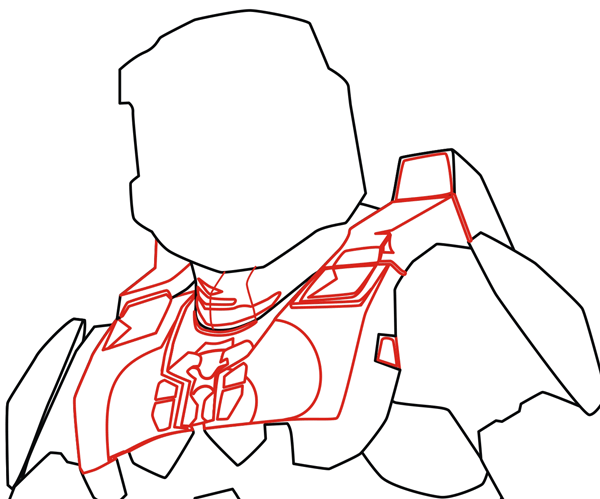600x499 How To Draw Master Chief From Halo In Step By Step Drawing