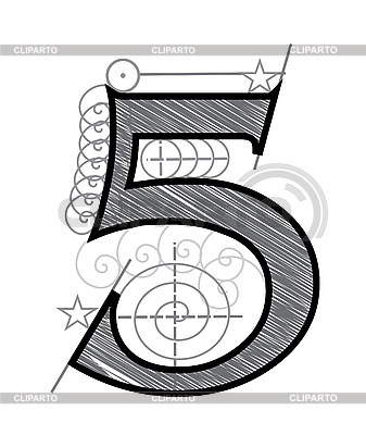 337x400 Decorative Drawing Number 5 Stock Vector Graphics Cliparto