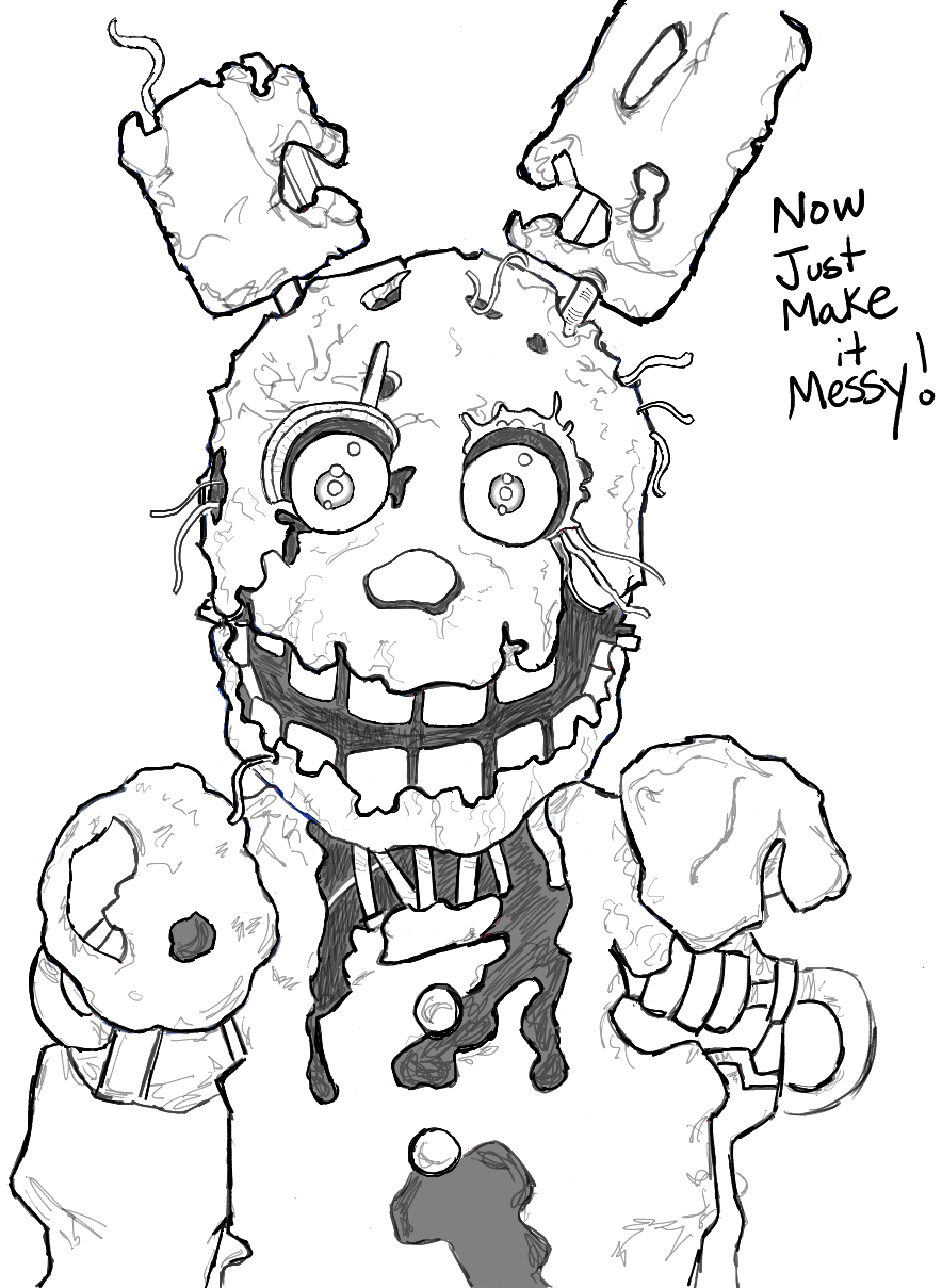 884x1209 How To Draw Springtrap From Five Nights