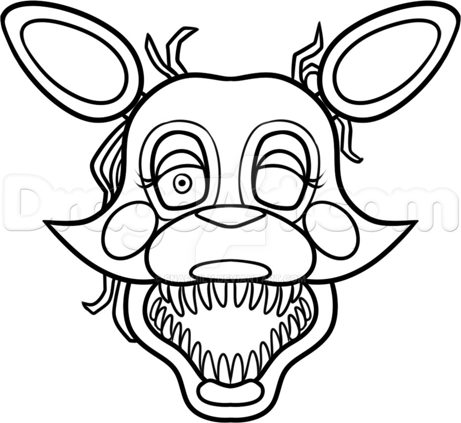 932x857 How To Draw Mangle From Five Nights
