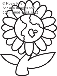 224x300 Clip Art Illustration Of Daisy Flower In Black And White