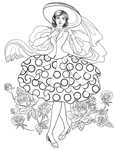371x480 Lady From Stylish 50's Coloring Page Free Printable Coloring Pages