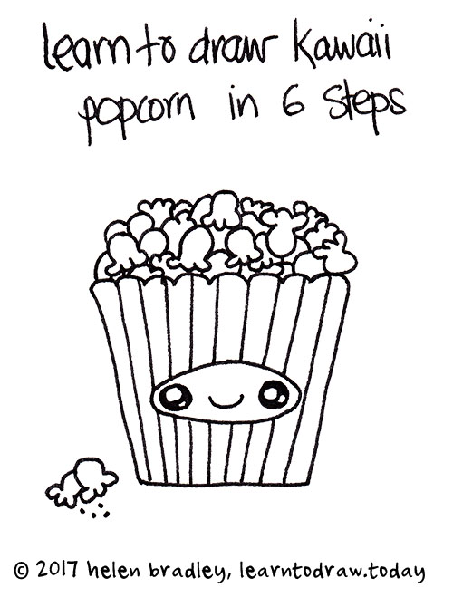 500x670 How To Draw Kawaii Popcorn In Six Steps Learn To Draw