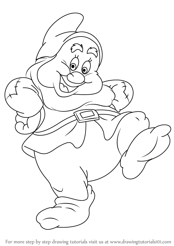598x842 Learn How To Draw Happy Dwarf From Snow White And The Seven Dwarfs
