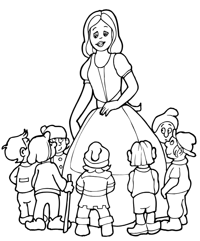 700x844 Snow White And The Seven Dwarfs Coloring Page