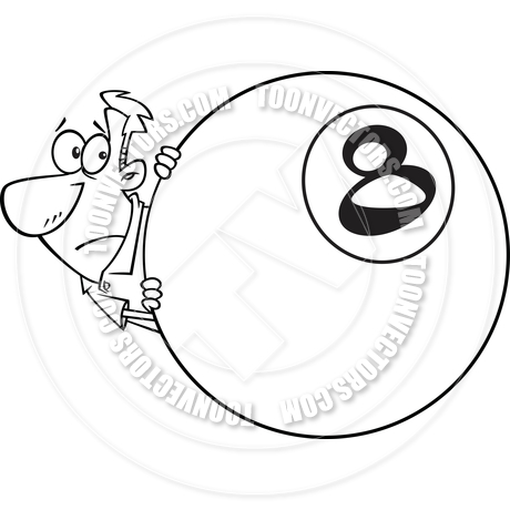 460x460 Cartoon Man Behind The 8 Ball (Black Amp White Line Art) By Ron