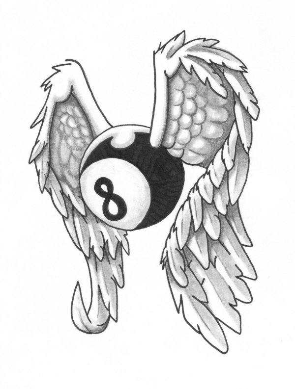 600x793 Winged 8 Ball By The Blind Artist