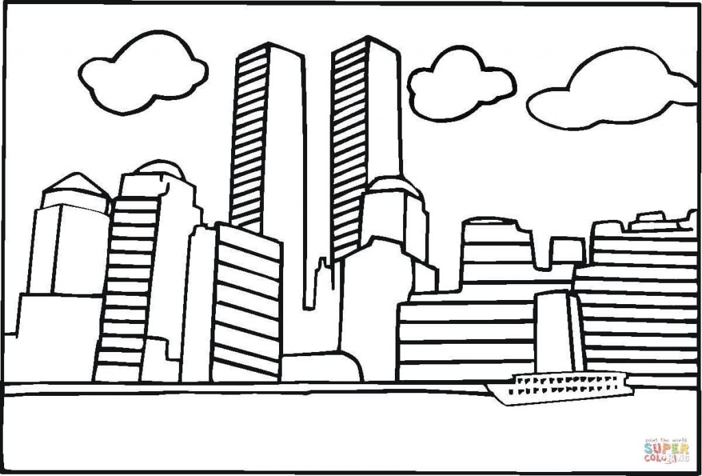 1024x695 World Trade Center Before 9 11 Coloring Page Free Printable