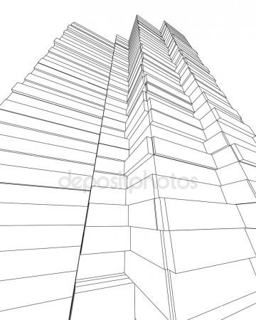 360x450 Office Building Architectural Drawing Sketch Stock Photo