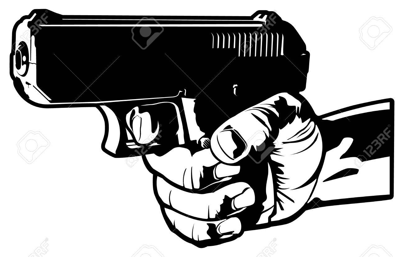 1300x827 Aiming A 9mm Handgun Vector Royalty Free Cliparts, Vectors,