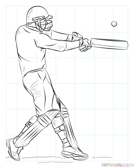 462x575 How To Draw A Cricket Player Step By Step Drawing Tutorials