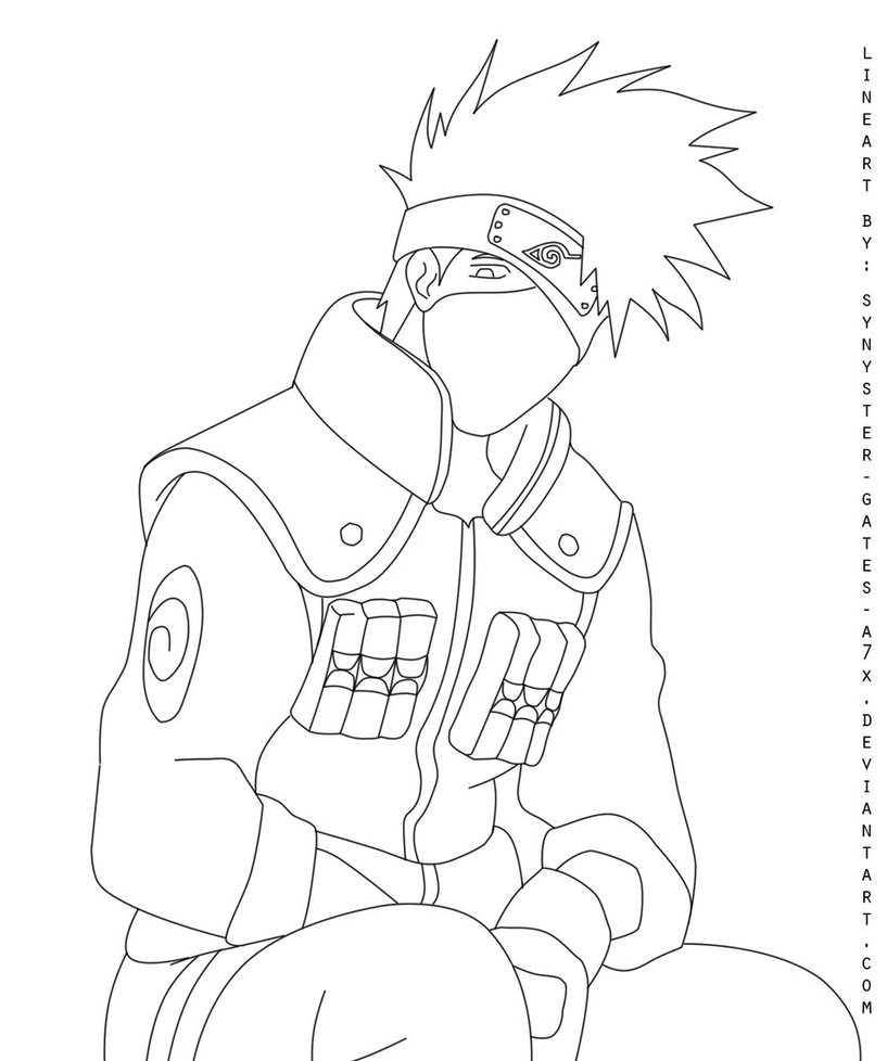 817x978 Lineart Kakashi Hatake By Synyster Gates A7x
