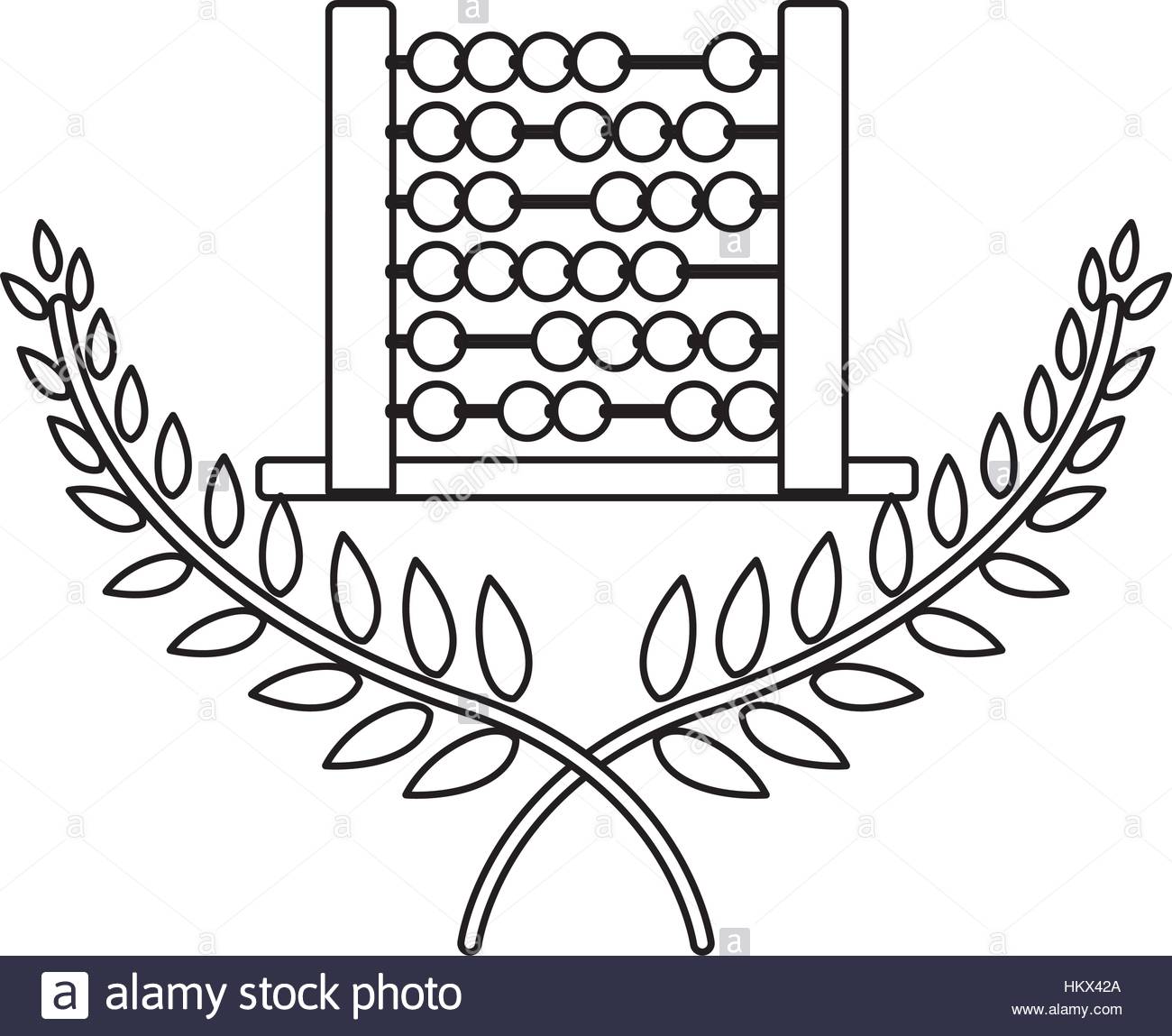 1300x1149 Monochrome Contour With Crossed Branchs With Leaves And Abacus