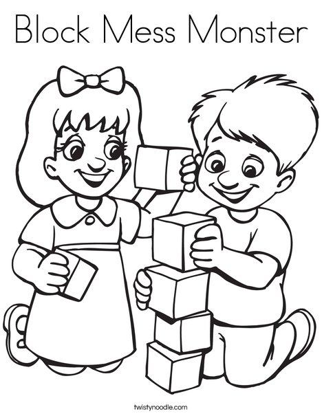 468x605 Block Mess Monster Coloring Page