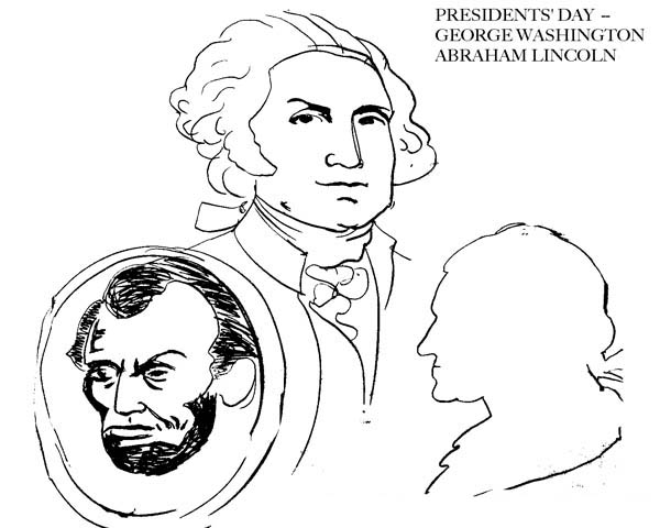 600x480 Abe Lincoln And George Washington On Presidents Day Coloring Page