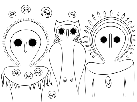 480x358 Aboriginal Owls Coloring Page Free Printable Coloring Pages
