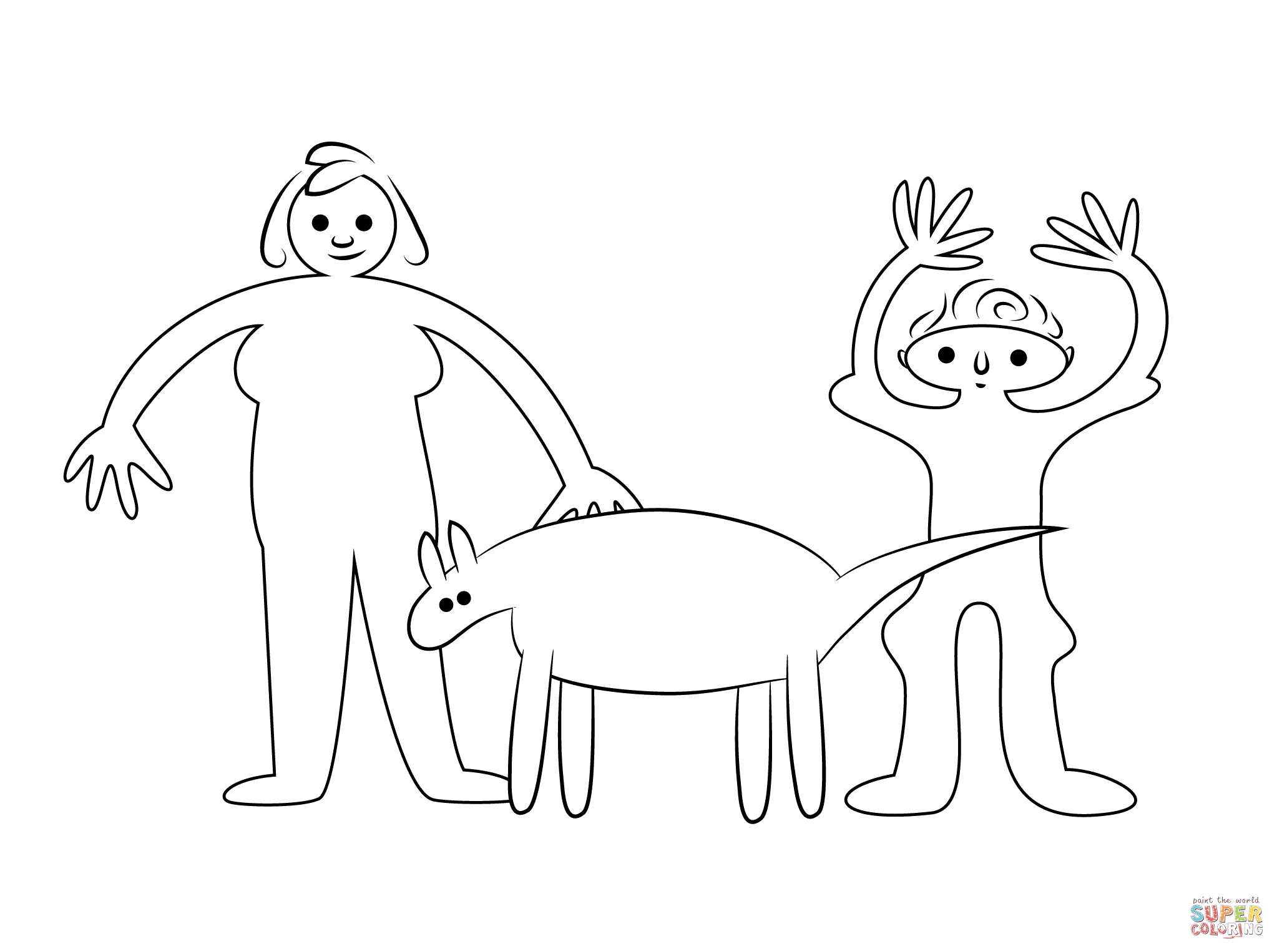 2046x1526 Aboriginal Art Of Woman And Kid With Dingo Coloring Page Free