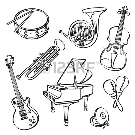 450x450 Folk Musical Instruments Drawing Set Royalty Free Cliparts