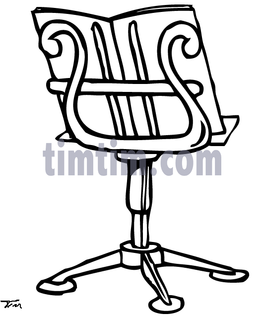 532x638 Free Drawing Of Music Stand Bw From The Category Music Amp Bands