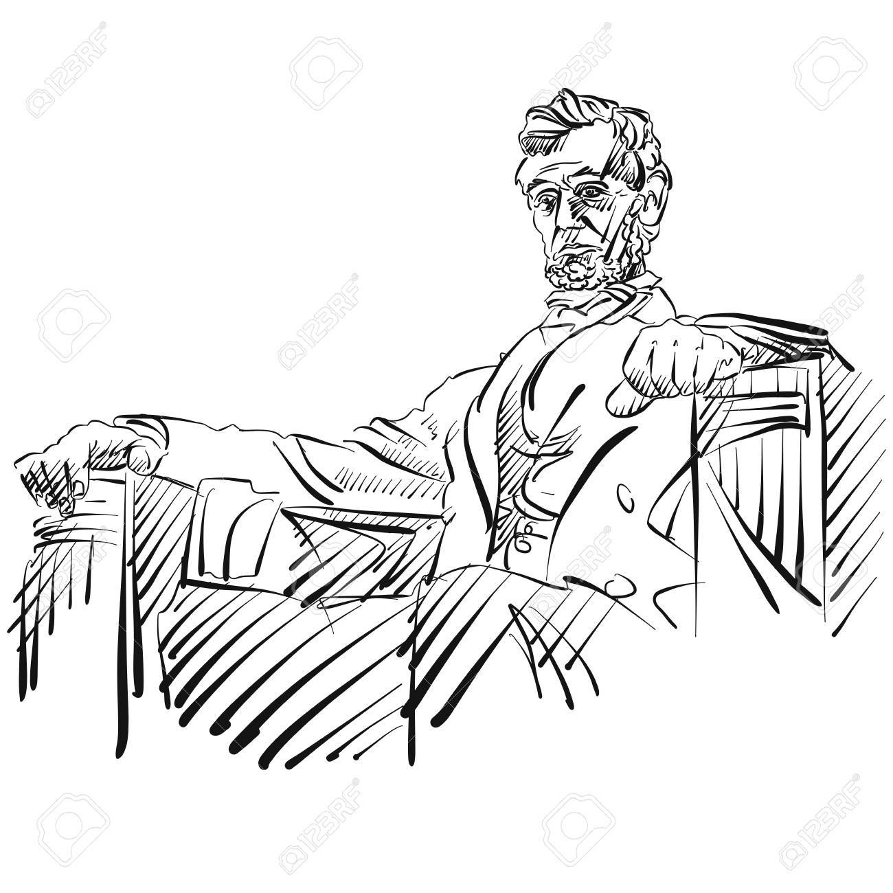 1300x1300 Abraham Lincoln Sketch Side View Vector Artwork Royalty Free