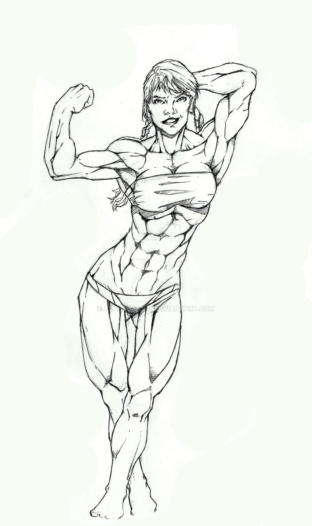 Muscle Girl Drawing