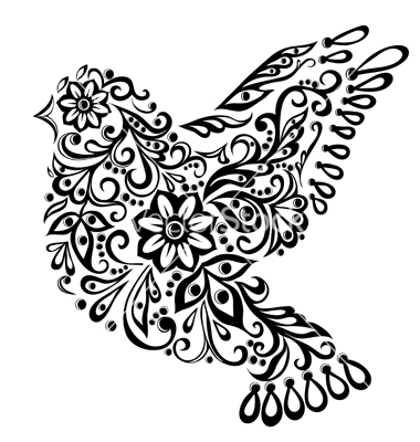 380x400 Abstract Bird Isolated On White Hand Drawing Vector 1087525