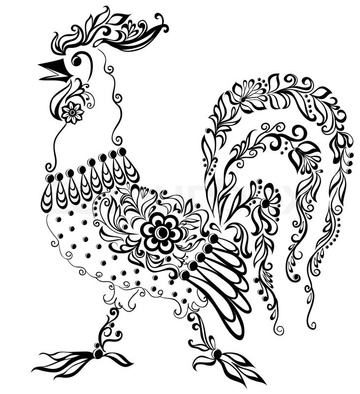 730x800 Abstract Bird, Isolated On White Hand Drawing Stock Vector