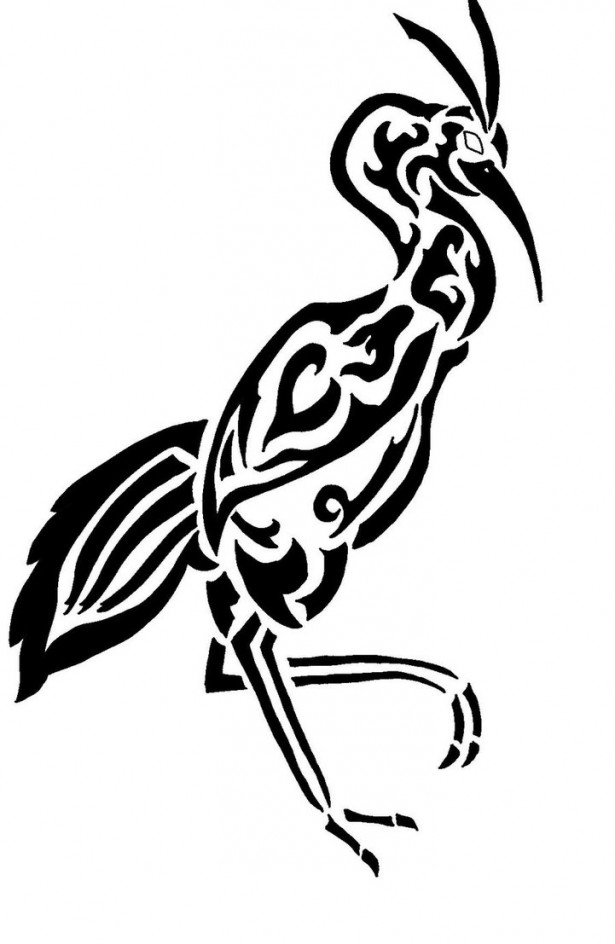 615x944 Black Ink Tribal Bird Tattoo Stencil Birds Tribal