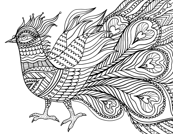 600x464 Free Printable Abstract Bird Adult Coloring Page. Download It